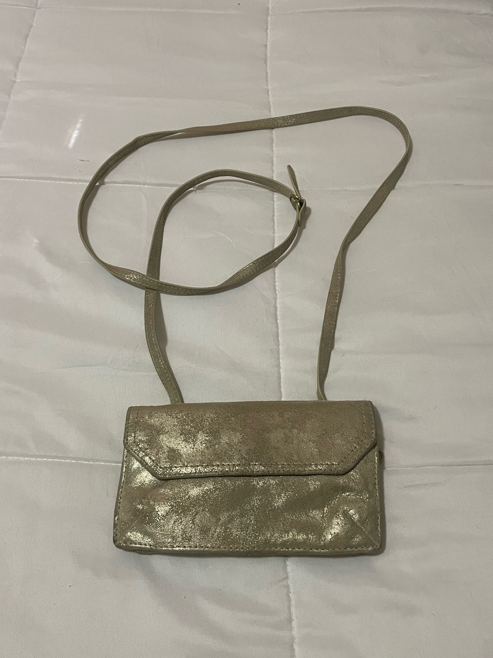 HOBO Metallic Gold Crossbody Wallet